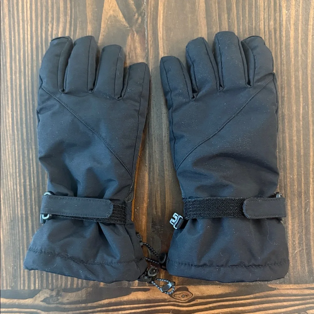 Kids Lands End Medium Black Winter Gloves Waterproof Snow